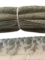 Art 1045 Pizzo in tulle ricamato verde  ordine minimo 35 mt - immagine 2