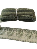 Art 1045 Pizzo in tulle ricamato verde  ordine minimo 35 mt