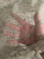 Art 1076 Tessuto tulle ricamato verde cm 288 ordine minimo mt 5 - immagine 2