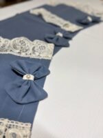 Art 1230 Tris centri in cotone pesante azzurro polvere - immagine 5