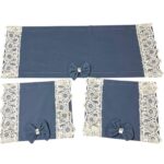 Art 1230 Tris centri in cotone pesante azzurro polvere