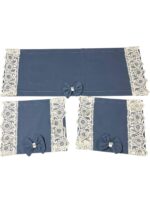 Art 1230 Tris centri in cotone pesante azzurro polvere