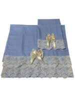 Art 1196 coppia asciugamani in puro lino celesti