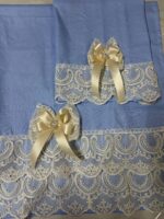 Art 1196 coppia asciugamani in puro lino celesti - immagine 3