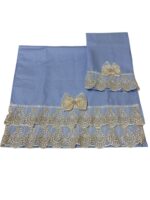 Art 1197 Coppia asciugamani celesti con pizzo oro