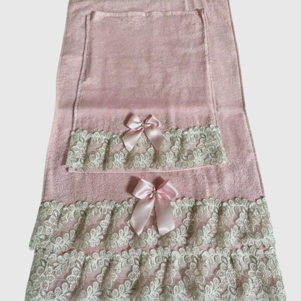 Art 1209 Coppia di asciugamani in spugna rosa