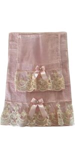 Art 1212 Coppia di asciugamani in spugna rosa