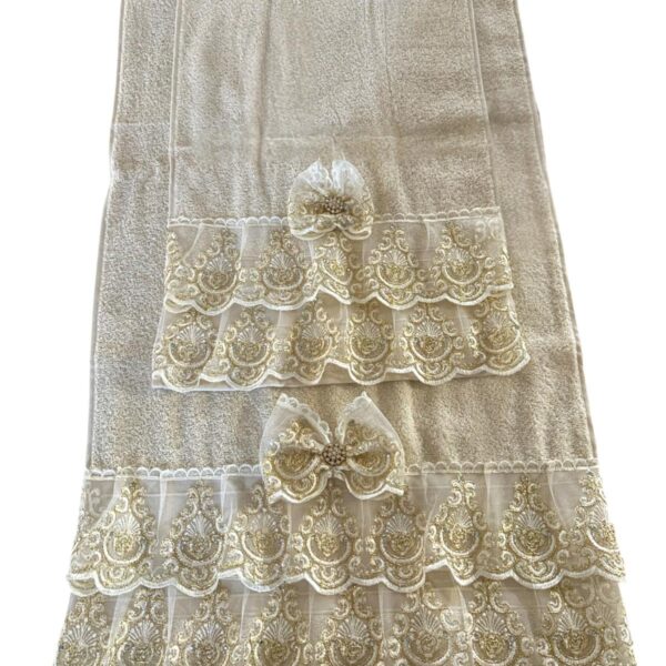 Art 1215 Coppia di asciugamani in spugna avorio