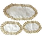 Art 1234 Tris centri in lino avorio ovali