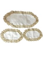 Art 1234 Tris centri in lino avorio ovali