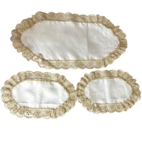 Art 1234 Tris centri in lino avorio ovali