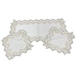 Art 1219 Tris centri in damasco seta bianco