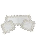 Art 1219 Tris centri in damasco seta bianco