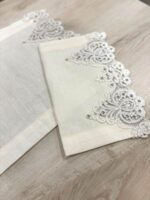 Art 1223 Tris centri in puro lino avorio - immagine 3