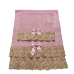 Art 1205 Coppia di asciugamani rosa in spugna