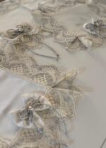 Art 1247 Tris centri in damasco in seta bianchi - immagine 2