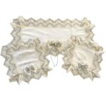 Art 1247 Tris centri in damasco in seta bianchi