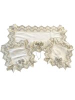 Art 1247 Tris centri in damasco in seta bianchi