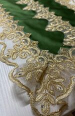 Art 1257 Runner in damasco in seta verde - immagine 2