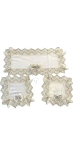 Art 1247 Tris centri in damasco in seta bianchi - immagine 3