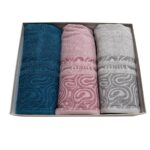 Art 1403 Set 3+3 asciugamani in spugna jacquard