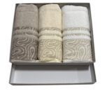 Art 1402 Set 3+3 asciugamani in spugna jacquard