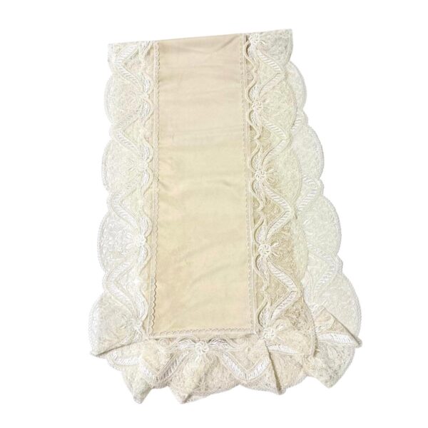 Art 1483 Runner avorio con pizzo bianco